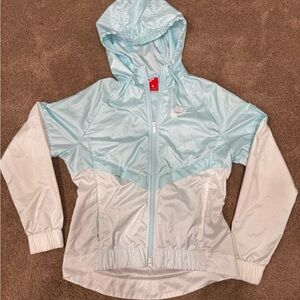 Nike Sportswear Women’s Small Windrunner White Blue Full Zip Jacket